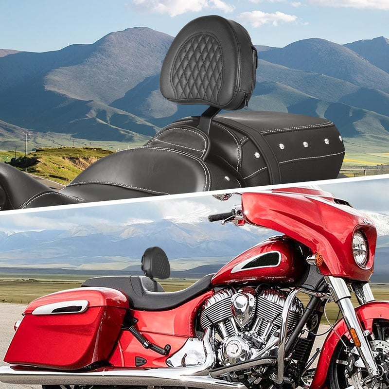 AUFER Detachable Adjustable Plug-in Driver Rider Backrest Sissy Bar Mounting Kit with Backre Rest Pad Compatible with for Chief Vintage Chieftain Classic Roadmaster Springfield 2014-2024 - Image 2
